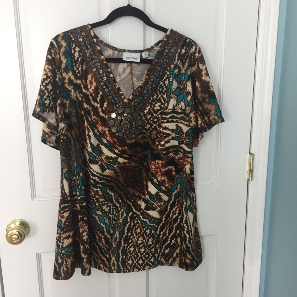 Avenue bead and metal embelished blouse